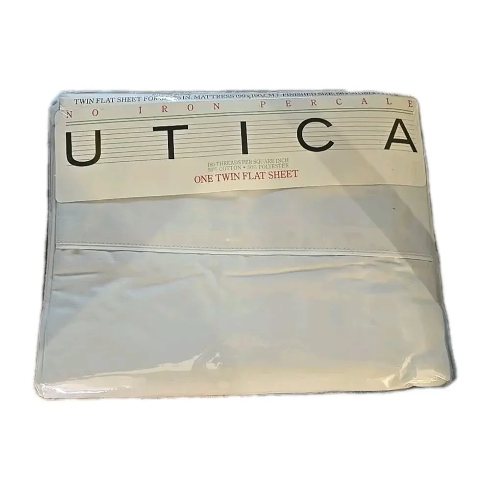 NEW Vintage UTICA‎ Pipeline No-Iron Percale One Twin Flat Sheet Set 39
